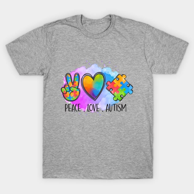 autism puzzle love peace T-Shirt by Mstudio